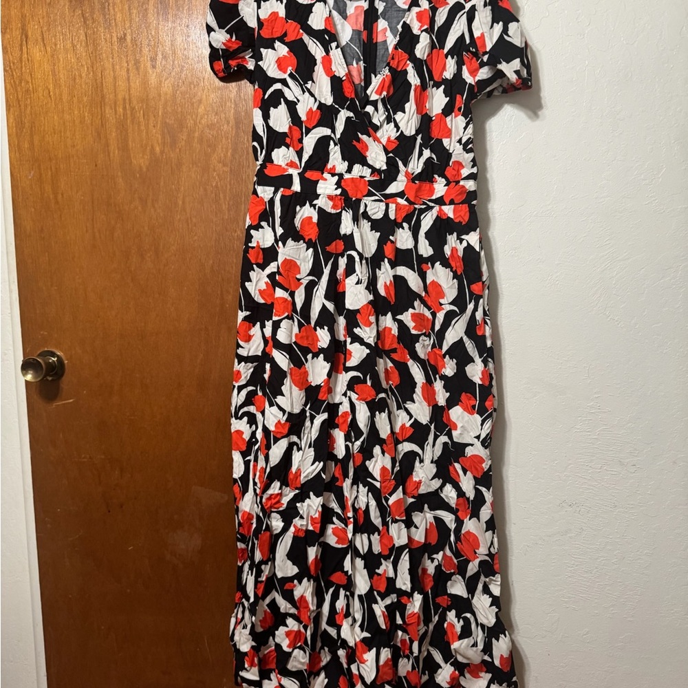 Floral Black and Red Women's Dress